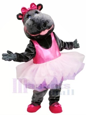 Rosa Rock Ballerina Nilpferd Maskottchen Kostüm Tier