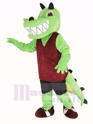 Grün Krokodil mit rot Weste Maskottchen Kostüm