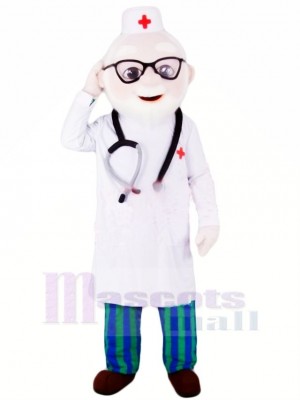 Freundlich Arzt mit Brille Maskottchen Kostüm Menschen