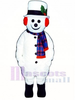 Jolly Schneemann mit Hut, Ohrenschützer & Schal Weihnachts Maskottchen Kostüm