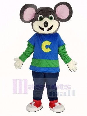 Chuck E. Cheese Maskottchen Kostüm Maus mit Gestreift Hemd