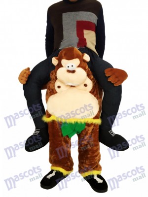 Huckepack-Affe Carry Me Ride brauner Affe mit grünen Blättern Maskottchen-Kostüm