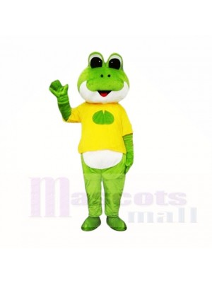 Grün Frosch mit Gelb Hemd Maskottchen Kostüme Schule