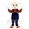 Schwein mit Blau Overall Maskottchen Kostüm Karikatur