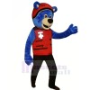 Blau Bär mit rot Hut Maskottchen Kostüme Tier