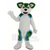 Grün und Weiß Heiser Hund Fursuit Maskottchen Kostüm Tier