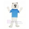 Niedlich Weiß Bär mit Blau T-Shirt Maskottchen Kostüm Erwachsene