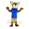Braun Wilde Katze mit Blau T-Shirt Maskottchen Kostüm Tier