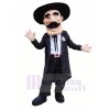 Gentleman mit Schwarz Hut Maskottchen Kostüm Menschen