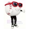 Weiß Baseball mit Brille Maskottchen Kostüm Karikatur