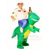 Grüner Dinosaurier Tragen Sie mich auf T-Rex Aufblasbare Halloween Weihnachten Kostüme für Erwachsene