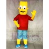 Rotes Hemd Bart Simpson Sohn Gelber Junge Maskottchen Kostüme Menschen