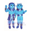 Mädchen Blau Teufel (links) Maskottchen Kostüm