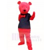 Roter Teddybär im schwarzen Hemd Maskottchen Kostüm Tier