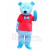 Blau Teddy Bär im roten Hemd Maskottchen Kostüme Tier 