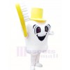 Gelber Hut Zahn mit Zahnbürste für Zahnarzt Klinik Maskottchen Kostüme