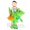 Kinder Huckepack tragen mich auf grünen Dinosaurier Drachen Maskottchen Kostüme fahren 