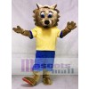 Bobcat Maskottchen Kostüm mit gelbem Hemd und blauen Shorts