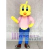 Tweety Looney Tunes Yellow Bird Mascot Costumes with Blue Overalls and Pink Shirt