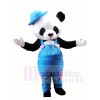 Netter Panda mit blauem Overall und Hut Maskottchen Kostümen Tier