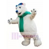 Polar Bär Maskottchen Kostüm Weißer Bär mit Schal Maskottchen Kostüme