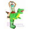 Kinder Huckepack Tragen Sie mich auf Open Mouth Green Dinosaurier Drachen Maskottchen Kostüme