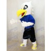Weißes Eagle Vogel im blauen Hemd Hochschulmaskottchen Kostüm Tier