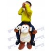Piggyback Monkey Carry Me Fahrt brauner Affe mit einer Banane für Kid Maskottchen Kostüm