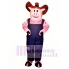 Farmer Hog mit Overalls & Hut Maskottchen Kostüm
