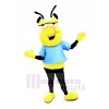 Faul Biene mit Blau T-Shirt Maskottchen Kostüme Karikatur