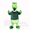 Grün Alligator mit Schwarz Hemd Maskottchen Kostüme Schule
