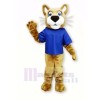 Braun Wilde Katze mit Blau T-Shirt Maskottchen Kostüme
