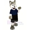 Lustig Hund mit Blau T-Shirt Maskottchen Kostüme Karikatur