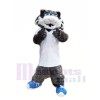Grau Wild Katze mit Blau Schuhe Maskottchen Kostüme Tier