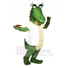 Lustig Alligator mit Weiß T-Shirt Maskottchen Kostüme Karikatur