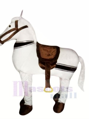 Süß Weiß Neu 2 Person Pferd Maskottchen Kostüm