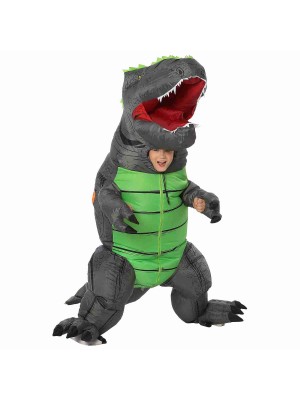 Grau T-Rex Dinosaurier Aufblasbar Kostüm Luft Schlag oben Party Passen zum Erwachsener/Kind