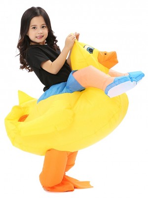 Gelb Ente mit Wimpern Tragen mir Reiten auf Aufblasbar Kostüm zum Erwachsener/Kind