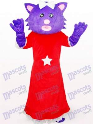 Rotes Kleid Weiblich Lila Bär Anime Maskottchen Kostüm