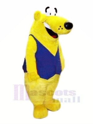 Gelb Bär mit Blau Weste Maskottchen Kostüme Tier