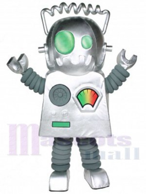Silberner Jargon-Roboter Maskottchen-Kostüm Karikatur