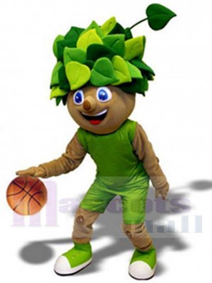 Basketball-Junge Maskottchen-Kostüm Personen trage Green Leaf Hat