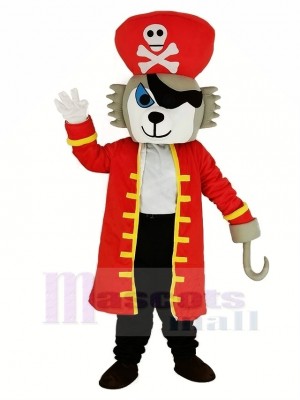 Pirat Wolf mit rot Mantel Maskottchen Kostüm Tier	