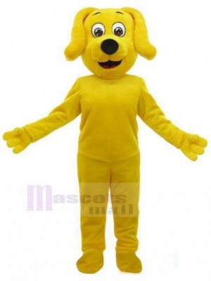 Lächelndes gelbes Hundemaskottchen-Kostüm mit hängenden Ohren Tier