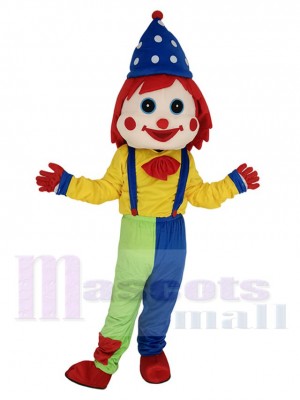 Komisch Clown mit Blau Hut Maskottchen Kostüm Menschen