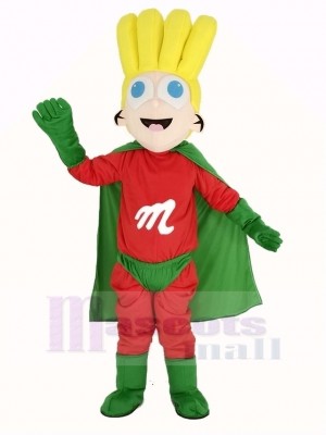 Super Junge mit Grün Kap Maskottchen Kostüm