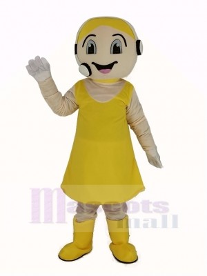 Kunde Bedienung Vertreter im Gelb Kleid Maskottchen Kostüm