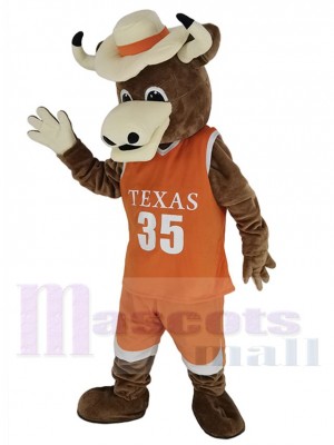 Texas Longhorns Bull Maskottchen Kostüm in Orange Jersey Tier