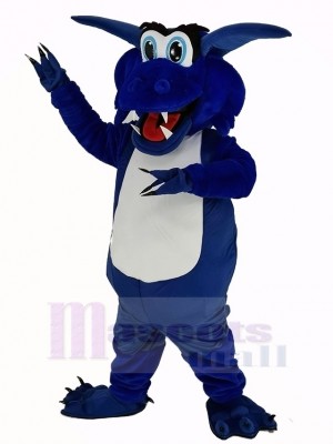 glücklich Blau Drachen Maskottchen Kostüm Tier