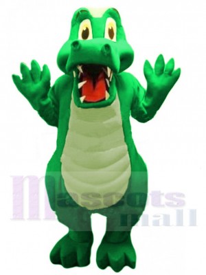 Grüner Alligator Maskottchen-Kostüm Tier mit Tan Green Belly